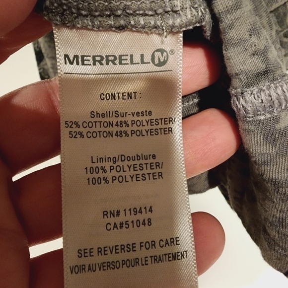 Merrell Cinch Gather Shoulder Burnout Tee Grey Flower Outdoor Hiking Shirt sz Md - Picture 6 of 9